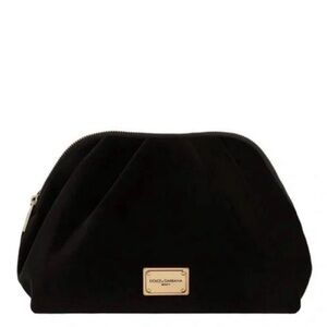 Dolce & Gabbana black velvet toiletry cosmetic bag